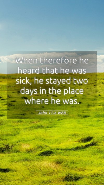 Picture 05 - John 11:6 WEB Mobile Phone Wallpaper - When therefore he heard that he was sick, he - Mobile Bible Verse Wallpaper