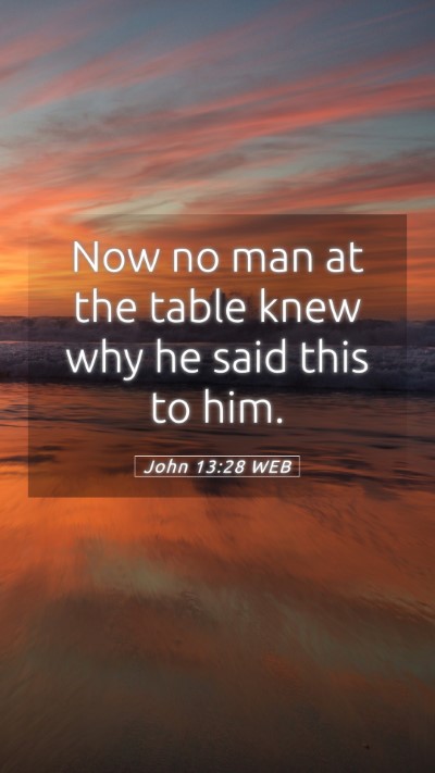 Picture 05 - John 13:28 WEB Mobile Phone Wallpaper - Now no man at the table knew why he said this to - Mobile Bible Verse Wallpaper