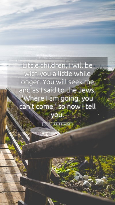 Picture 05 - John 13:33 WEB Mobile Phone Wallpaper - Little children, I will be with you a little - Mobile Bible Verse Wallpaper