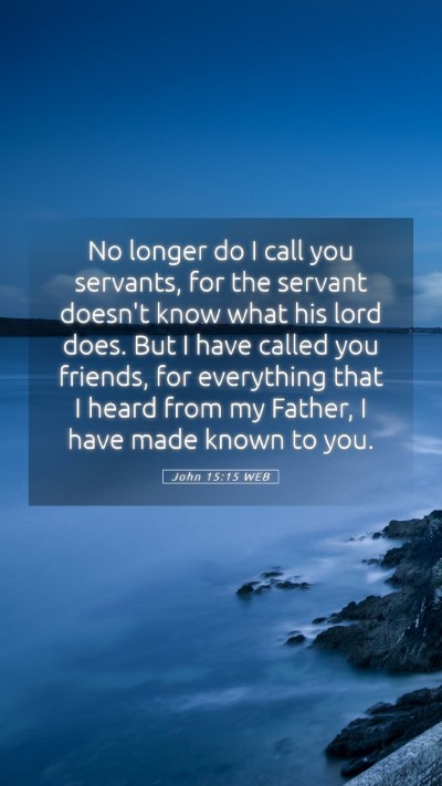 Picture 05 - John 15:15 WEB Mobile Phone Wallpaper - No longer do I call you servants, for the servant - Mobile Bible Verse Wallpaper