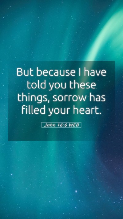 Picture 05 - John 16:6 WEB Mobile Phone Wallpaper - But because I have told you these things, sorrow - Mobile Bible Verse Wallpaper