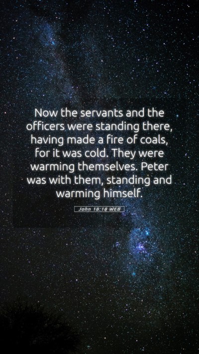 Picture 05 - John 18:18 WEB Mobile Phone Wallpaper - Now the servants and the officers were standing - Mobile Bible Verse Wallpaper