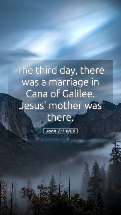 Picture 05 - John 2:1 WEB Mobile Phone Wallpaper - The third day, there was a marriage in Cana of - Mobile Bible Verse Wallpaper