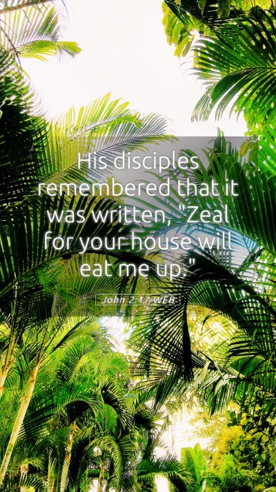 Picture 05 - John 2:17 WEB Mobile Phone Wallpaper - His disciples remembered that it was written, - Mobile Bible Verse Wallpaper