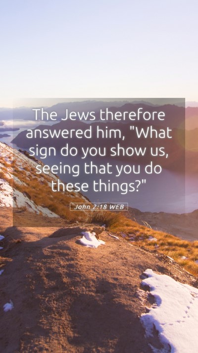 Picture 05 - John 2:18 WEB Mobile Phone Wallpaper - The Jews therefore answered him, 