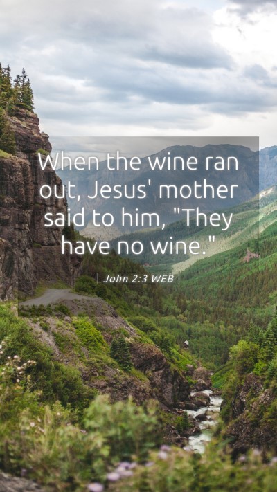 Picture 05 - John 2:3 WEB Mobile Phone Wallpaper - When the wine ran out, Jesus' mother said to him, - Mobile Bible Verse Wallpaper