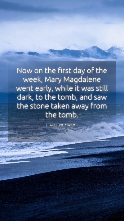 Picture 05 - John 20:1 WEB Mobile Phone Wallpaper - Now on the first day of the week, Mary Magdalene - Mobile Bible Verse Wallpaper