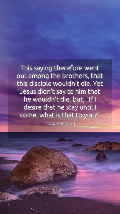 Picture 05 - John 21:23 WEB Mobile Phone Wallpaper - This saying therefore went out among the - Mobile Bible Verse Wallpaper