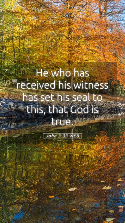 Picture 05 - John 3:33 WEB Mobile Phone Wallpaper - He who has received his witness has set his seal - Mobile Bible Verse Wallpaper