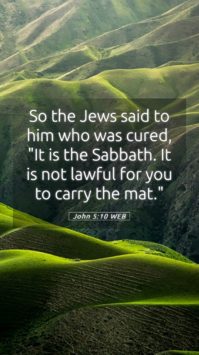 Picture 05 - John 5:10 WEB Mobile Phone Wallpaper - So the Jews said to him who was cured, 