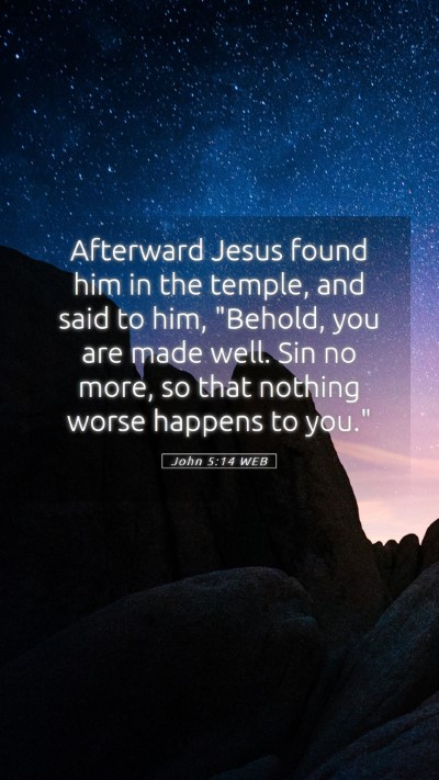 Picture 05 - John 5:14 WEB Mobile Phone Wallpaper - Afterward Jesus found him in the temple, and said - Mobile Bible Verse Wallpaper