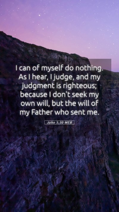 Picture 05 - John 5:30 WEB Mobile Phone Wallpaper - I can of myself do nothing. As I hear, I judge, - Mobile Bible Verse Wallpaper