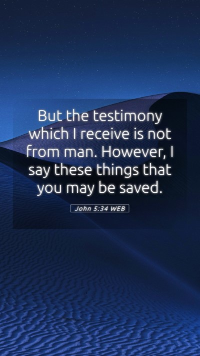 Picture 05 - John 5:34 WEB Mobile Phone Wallpaper - But the testimony which I receive is not from - Mobile Bible Verse Wallpaper