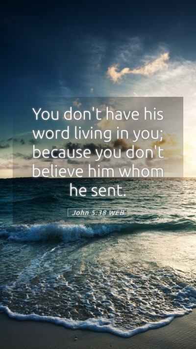 Picture 05 - John 5:38 WEB Mobile Phone Wallpaper - You don't have his word living in you; because - Mobile Bible Verse Wallpaper