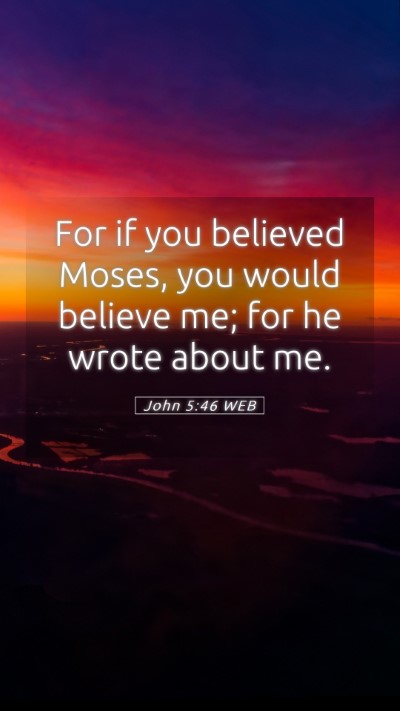 Picture 05 - John 5:46 WEB Mobile Phone Wallpaper - For if you believed Moses, you would believe me; - Mobile Bible Verse Wallpaper