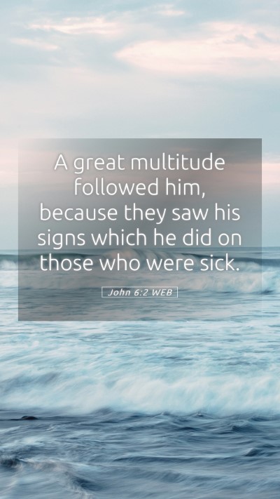 Picture 05 - John 6:2 WEB Mobile Phone Wallpaper - A great multitude followed him, because they saw - Mobile Bible Verse Wallpaper