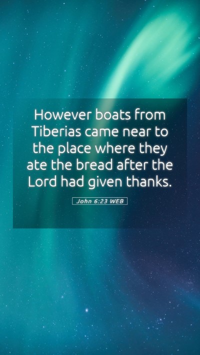 Picture 05 - John 6:23 WEB Mobile Phone Wallpaper - However boats from Tiberias came near to the - Mobile Bible Verse Wallpaper