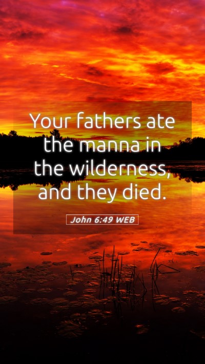Picture 05 - John 6:49 WEB Mobile Phone Wallpaper - Your fathers ate the manna in the wilderness, and - Mobile Bible Verse Wallpaper