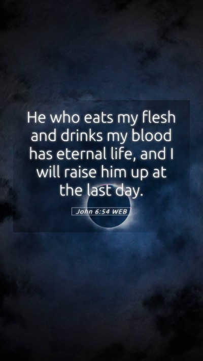 Picture 05 - John 6:54 WEB Mobile Phone Wallpaper - He who eats my flesh and drinks my blood has - Mobile Bible Verse Wallpaper