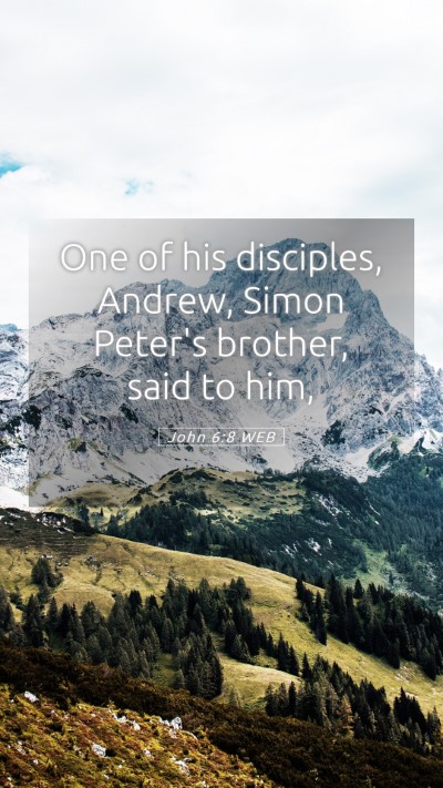 Picture 05 - John 6:8 WEB Mobile Phone Wallpaper - One of his disciples, Andrew, Simon Peter's - Mobile Bible Verse Wallpaper