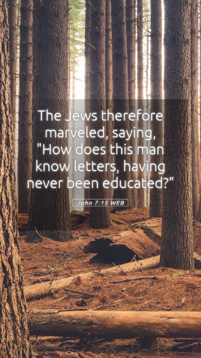 Picture 05 - John 7:15 WEB Mobile Phone Wallpaper - The Jews therefore marveled, saying, 