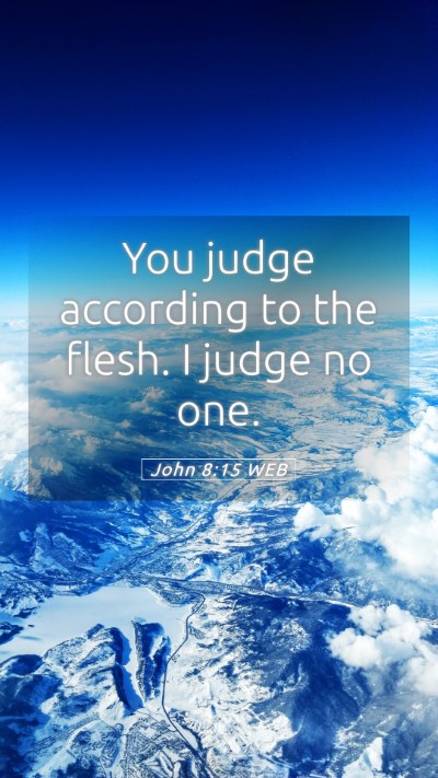 Picture 05 - John 8:15 WEB Mobile Phone Wallpaper - You judge according to the flesh. I judge no - Mobile Bible Verse Wallpaper