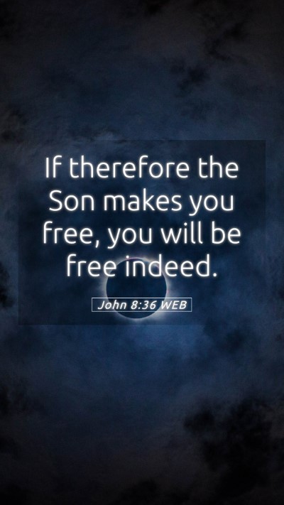 Picture 05 - John 8:36 WEB Mobile Phone Wallpaper - If therefore the Son makes you free, you will be - Mobile Bible Verse Wallpaper