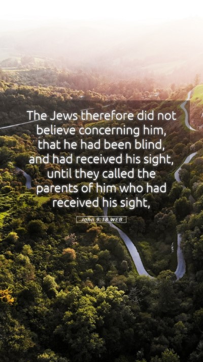 Picture 05 - John 9:18 WEB Mobile Phone Wallpaper - The Jews therefore did not believe concerning - Mobile Bible Verse Wallpaper