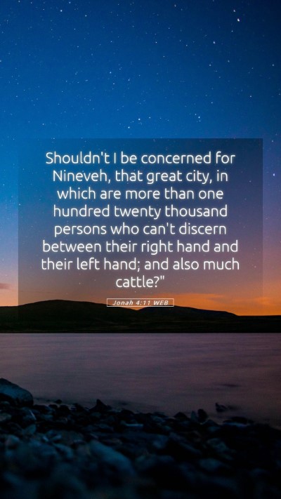 Picture 05 - Jonah 4:11 WEB Mobile Phone Wallpaper - Shouldn't I be concerned for Nineveh, that great - Mobile Bible Verse Wallpaper