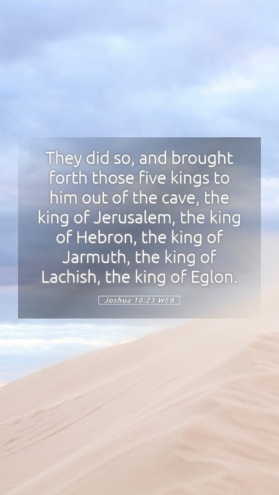 Picture 05 - Joshua 10:23 WEB Mobile Phone Wallpaper - They did so, and brought forth those five kings - Mobile Bible Verse Wallpaper