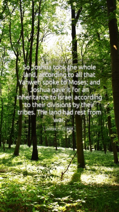 Picture 05 - Joshua 11:23 WEB Mobile Phone Wallpaper - So Joshua took the whole land, according to all - Mobile Bible Verse Wallpaper