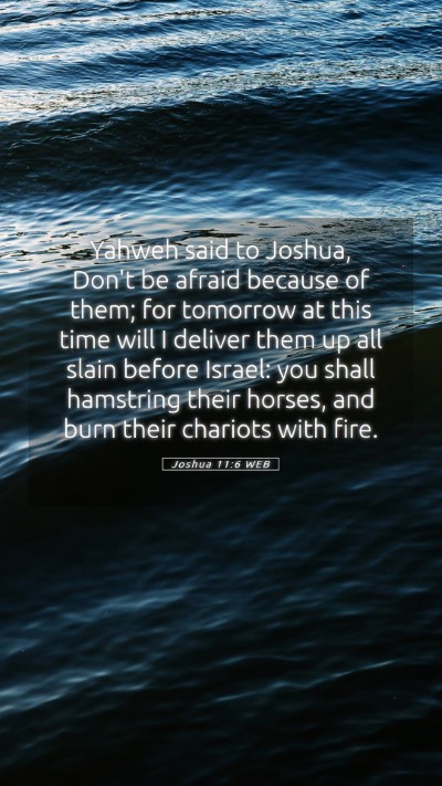 Picture 05 - Joshua 11:6 WEB Mobile Phone Wallpaper - Yahweh said to Joshua, Don't be afraid because of - Mobile Bible Verse Wallpaper