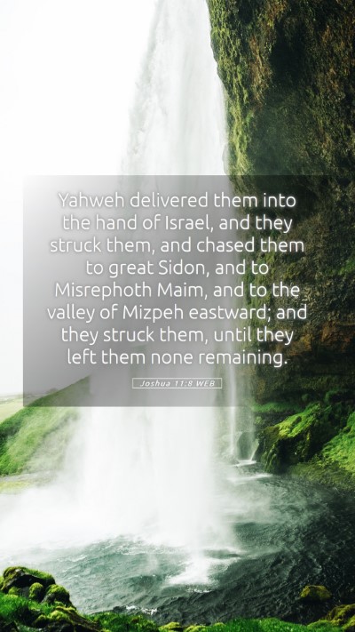 Picture 05 - Joshua 11:8 WEB Mobile Phone Wallpaper - Yahweh delivered them into the hand of Israel, - Mobile Bible Verse Wallpaper