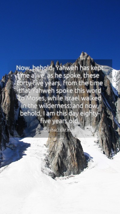 Picture 05 - Joshua 14:10 WEB Mobile Phone Wallpaper - Now, behold, Yahweh has kept me alive, as he - Mobile Bible Verse Wallpaper