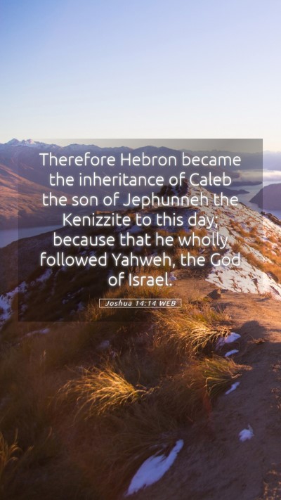 Picture 05 - Joshua 14:14 WEB Mobile Phone Wallpaper - Therefore Hebron became the inheritance of Caleb - Mobile Bible Verse Wallpaper
