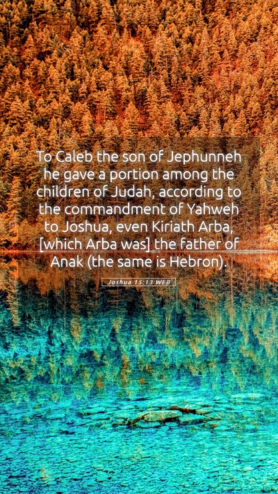 Picture 05 - Joshua 15:13 WEB Mobile Phone Wallpaper - To Caleb the son of Jephunneh he gave a portion - Mobile Bible Verse Wallpaper