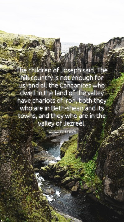Picture 05 - Joshua 17:16 WEB Mobile Phone Wallpaper - The children of Joseph said, The hill-country is - Mobile Bible Verse Wallpaper