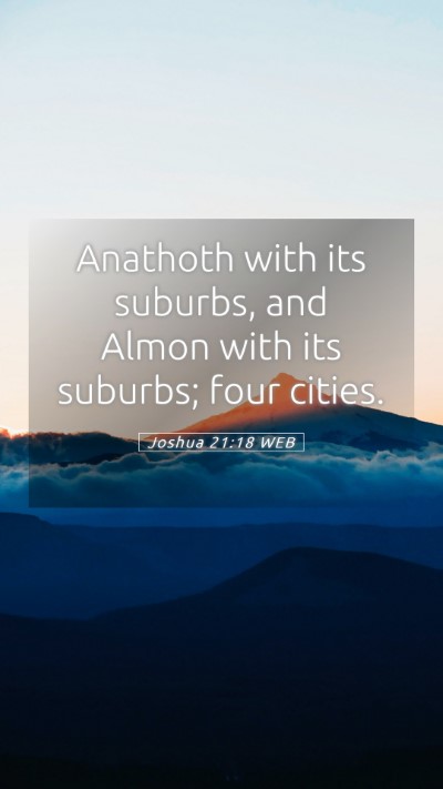 Picture 05 - Joshua 21:18 WEB Mobile Phone Wallpaper - Anathoth with its suburbs, and Almon with its - Mobile Bible Verse Wallpaper