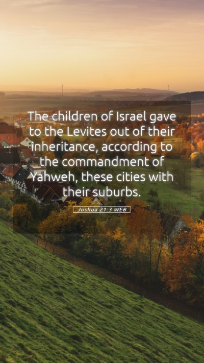 Picture 05 - Joshua 21:3 WEB Mobile Phone Wallpaper - The children of Israel gave to the Levites out of - Mobile Bible Verse Wallpaper