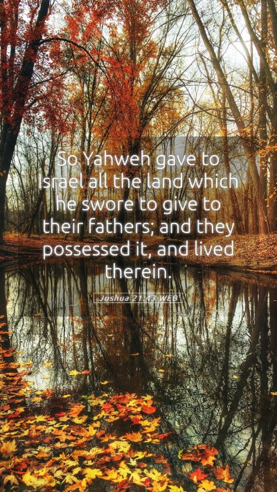 Picture 05 - Joshua 21:43 WEB Mobile Phone Wallpaper - So Yahweh gave to Israel all the land which he - Mobile Bible Verse Wallpaper
