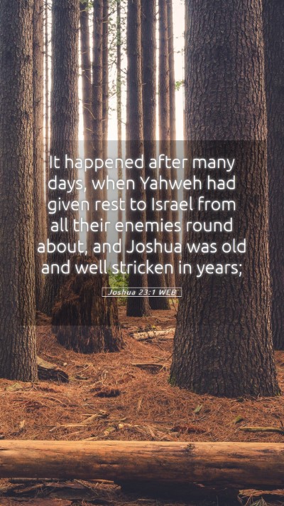 Picture 05 - Joshua 23:1 WEB Mobile Phone Wallpaper - It happened after many days, when Yahweh had - Mobile Bible Verse Wallpaper