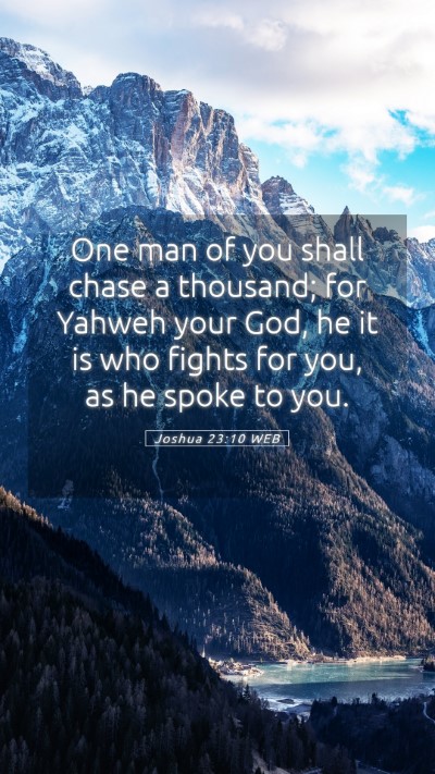 Picture 05 - Joshua 23:10 WEB Mobile Phone Wallpaper - One man of you shall chase a thousand; for Yahweh - Mobile Bible Verse Wallpaper