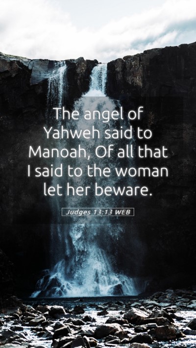 Picture 05 - Judges 13:13 WEB Mobile Phone Wallpaper - The angel of Yahweh said to Manoah, Of all that I - Mobile Bible Verse Wallpaper