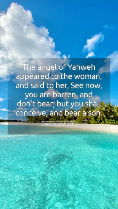 Picture 05 - Judges 13:3 WEB Mobile Phone Wallpaper - The angel of Yahweh appeared to the woman, and - Mobile Bible Verse Wallpaper