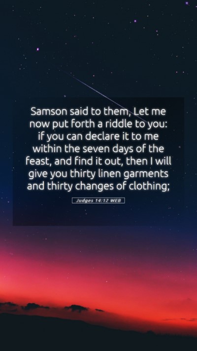 Picture 05 - Judges 14:12 WEB Mobile Phone Wallpaper - Samson said to them, Let me now put forth a - Mobile Bible Verse Wallpaper