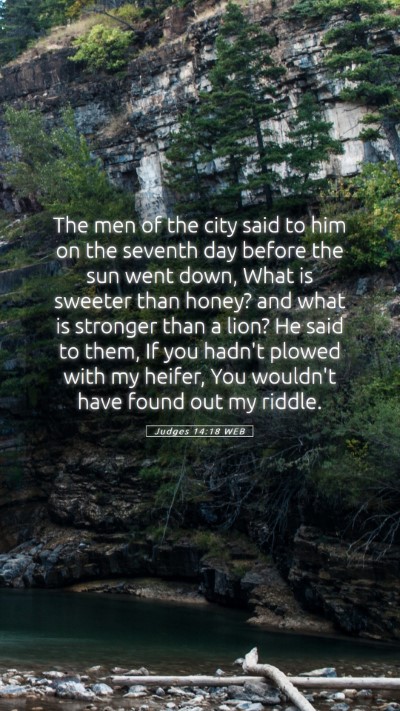 Picture 05 - Judges 14:18 WEB Mobile Phone Wallpaper - The men of the city said to him on the seventh - Mobile Bible Verse Wallpaper