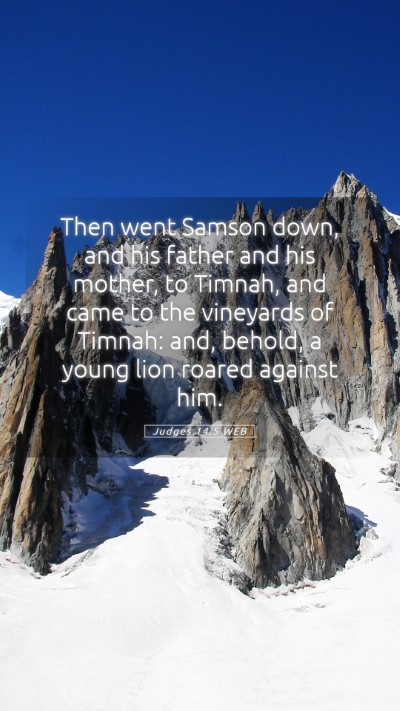 Picture 05 - Judges 14:5 WEB Mobile Phone Wallpaper - Then went Samson down, and his father and his - Mobile Bible Verse Wallpaper