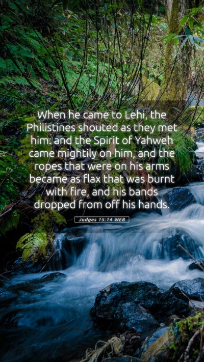 Picture 05 - Judges 15:14 WEB Mobile Phone Wallpaper - When he came to Lehi, the Philistines shouted as - Mobile Bible Verse Wallpaper