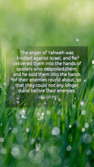 Picture 05 - Judges 2:14 WEB Mobile Phone Wallpaper - The anger of Yahweh was kindled against Israel, - Mobile Bible Verse Wallpaper