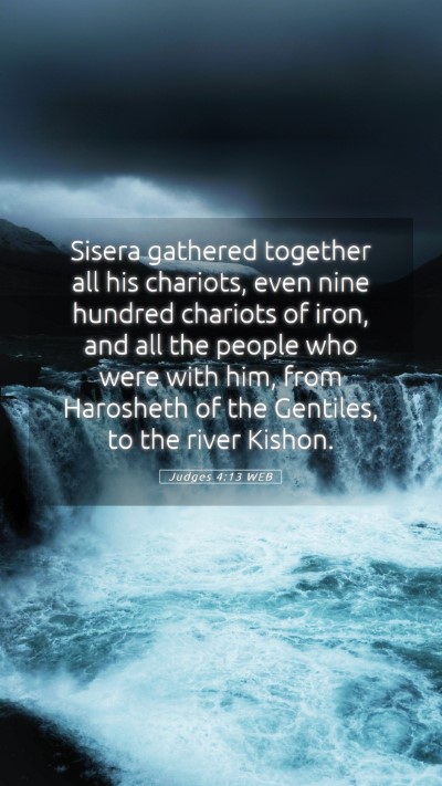 Picture 05 - Judges 4:13 WEB Mobile Phone Wallpaper - Sisera gathered together all his chariots, even - Mobile Bible Verse Wallpaper